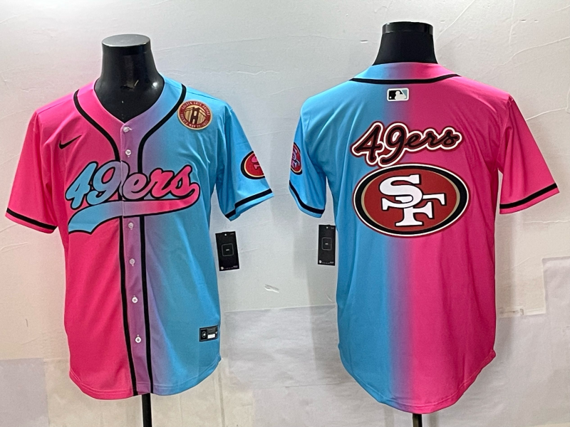 Men 2025 San Francisco 49ers blank Pink Blue pink Nike Limited NFL Jersey 0015->san francisco 49ers->NFL Jersey
